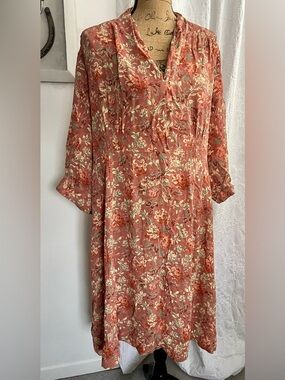 April Cornell Greta’s Garden Terracotta Tea Dress Size 4X (W2) Cottagecore